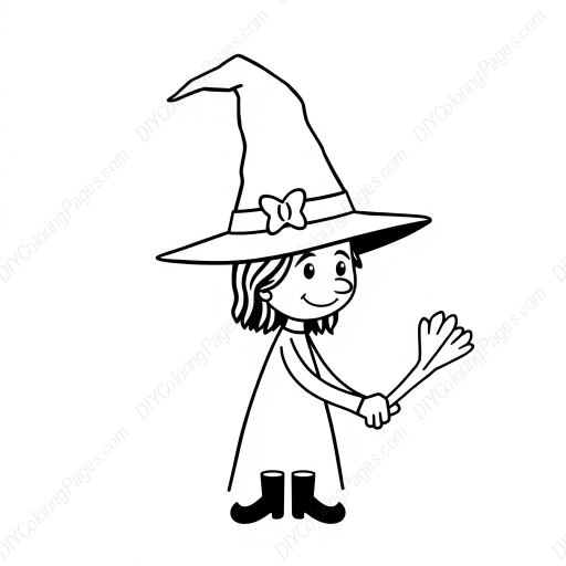 Free Printable witch with hat - witch, hat Coloring Page for Kids and Adults - High Quality PDF & PNG Download