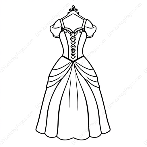 princess dress - princess, dress coloring page