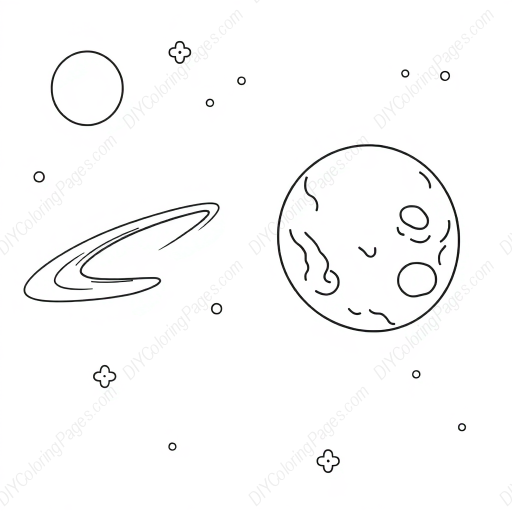 space - space, stars, planets, astronaut, spaceship coloring page
