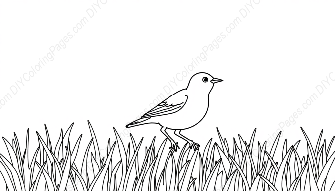 bunting in field - bunting, field coloring page