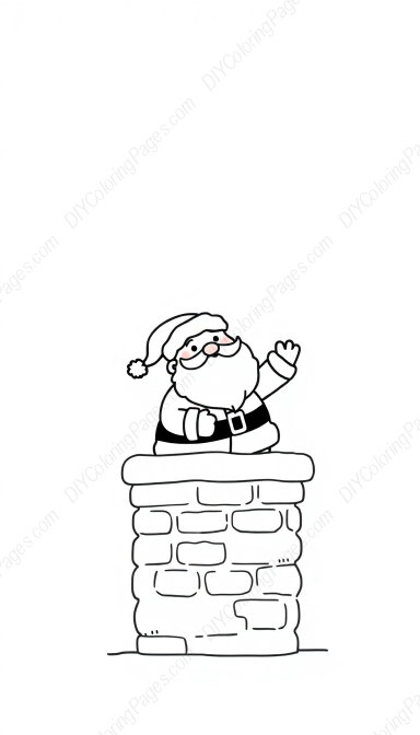 Free Printable santa at chimney - santa, chimney Coloring Page for Kids and Adults - High Quality PDF & PNG Download
