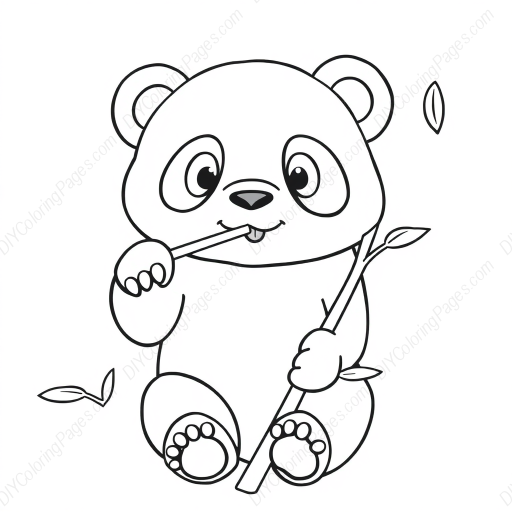 panda eating bamboo - panda, eating, bamboo coloring page