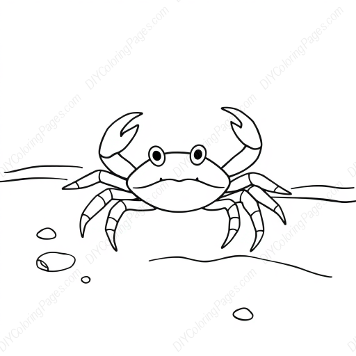 crab on beach - beach, crab coloring page