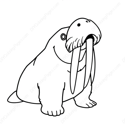 walrus with tusks - walrus, tusks coloring page
