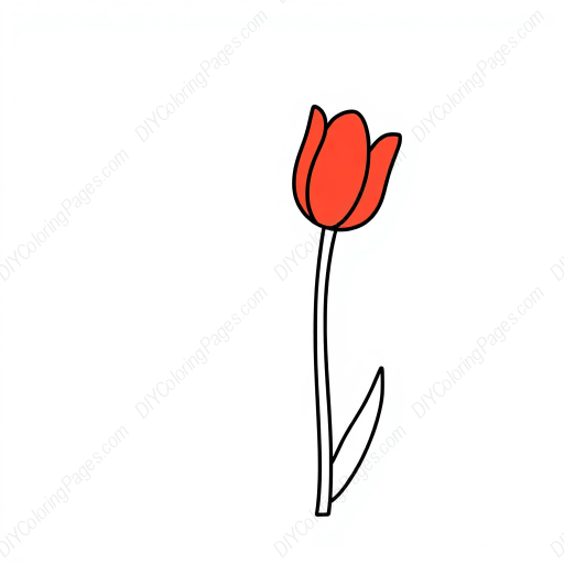 Free Printable red tulip - tulip, red Coloring Page for Kids and Adults - High Quality PDF & PNG Download