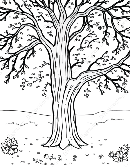 Free Printable oak forest - forest, oak Coloring Page for Kids and Adults - High Quality PDF & PNG Download