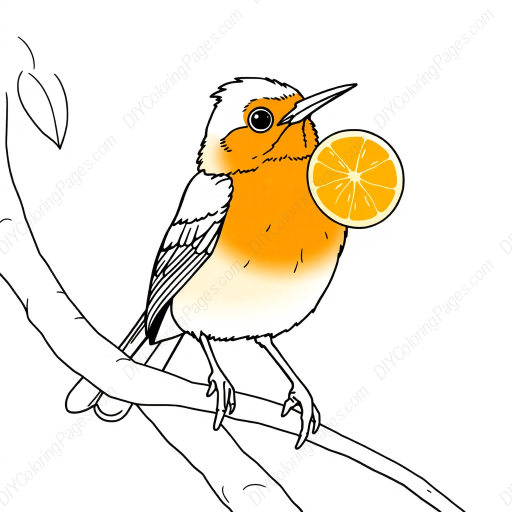 oriole with orange - oriole, orange coloring page