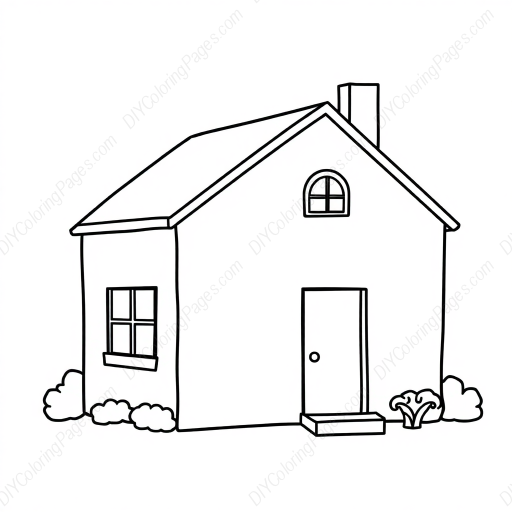 basic house - house, basic coloring page
