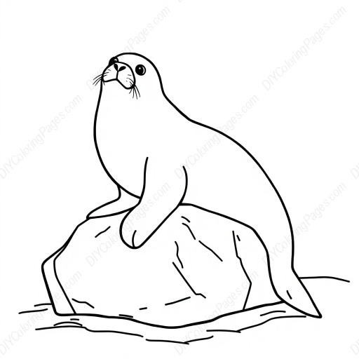 seal on rock - seal, rock coloring page