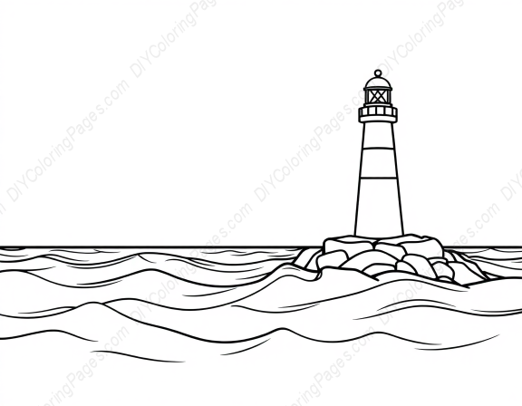 ocean with lighthouse - ocean, lighthouse coloring page