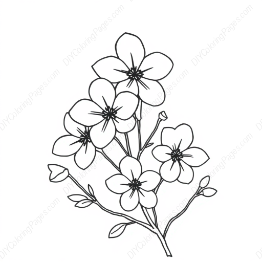 Free Printable sakura flowers - sakura flowers Coloring Page for Kids and Adults - High Quality PDF & PNG Download