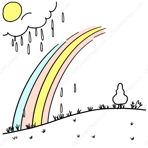 Free Printable rainbow after rain - rainbow, rain Coloring Page for Kids and Adults - High Quality PDF & PNG Download