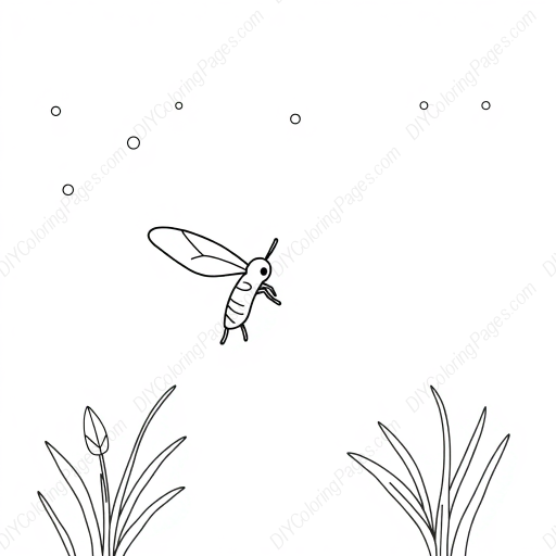 firefly at night - firefly, night coloring page