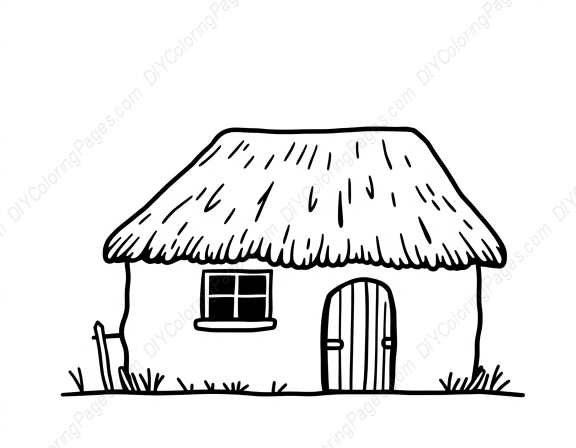 Free Printable thatched cottage - thatched cottage Coloring Page for Kids and Adults - High Quality PDF & PNG Download