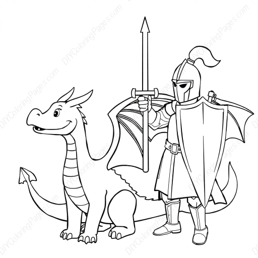 Free Printable dragon and knight - dragon, knight Coloring Page for Kids and Adults - High Quality PDF & PNG Download