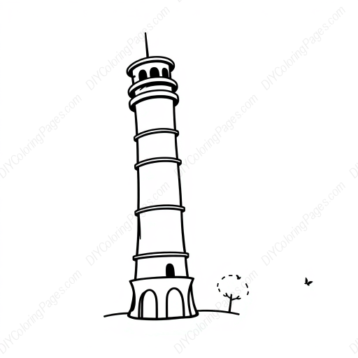 Free Printable leaning tower - leaning tower Coloring Page for Kids and Adults - High Quality PDF & PNG Download