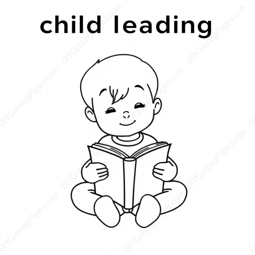 child reading book - child, reading, book coloring page