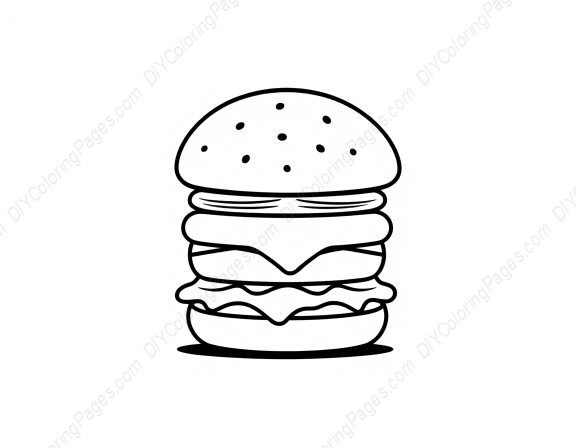 Free Printable hamburger - hamburger Coloring Page for Kids and Adults - High Quality PDF & PNG Download