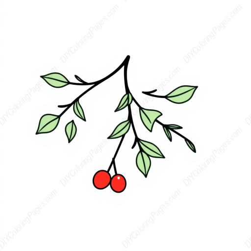 Free Printable mistletoe - mistletoe Coloring Page for Kids and Adults - High Quality PDF & PNG Download