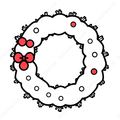 Free Printable christmas wreath - christmas, wreath Coloring Page for Kids and Adults - High Quality PDF & PNG Download