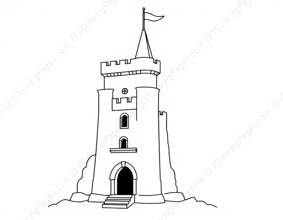 Free Printable castle tower - castle, tower Coloring Page for Kids and Adults - High Quality PDF & PNG Download