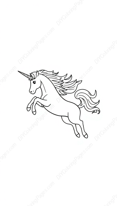 Free Printable unicorn jumping - unicorn, jumping Coloring Page for Kids and Adults - High Quality PDF & PNG Download
