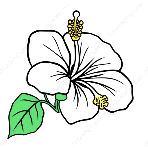 Free Printable hibiscus - hibiscus Coloring Page for Kids and Adults - High Quality PDF & PNG Download