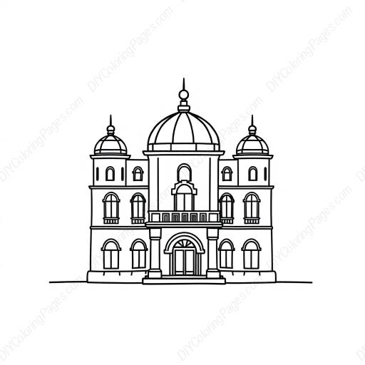 Free Printable detailed architecture - design, intricate, buildings, detailed, architecture Coloring Page for Kids and Adults - High Quality PDF & PNG Download