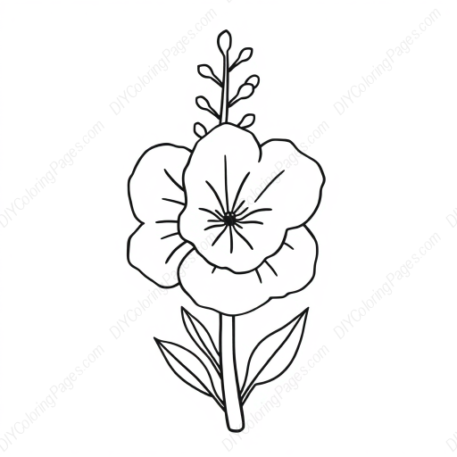 Free Printable hollyhock - hollyhock Coloring Page for Kids and Adults - High Quality PDF & PNG Download