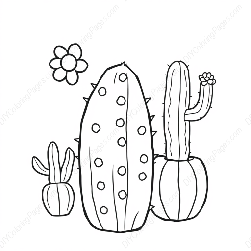cute cactus - cute, cactus coloring page
