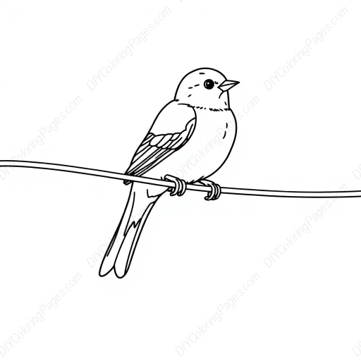 sparrow on wire - sparrow, wire coloring page