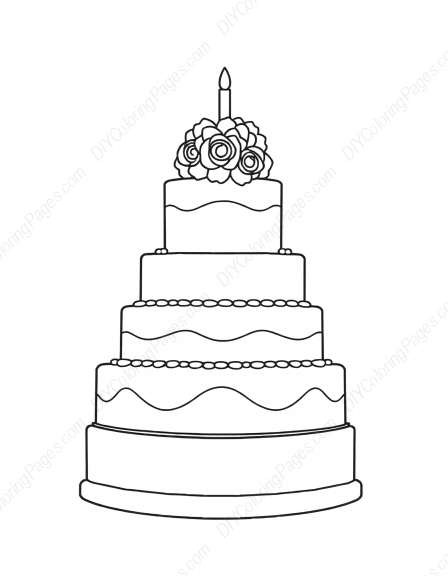 Free Printable wedding cake - wedding cake Coloring Page for Kids and Adults - High Quality PDF & PNG Download