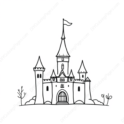 Free Printable fantasy castle - castle, fantasy Coloring Page for Kids and Adults - High Quality PDF & PNG Download
