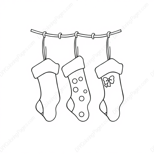 kids hanging stockings - kids, hanging, stockings coloring page