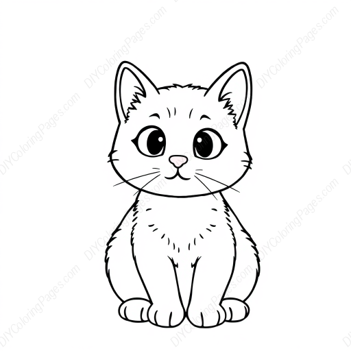 cute cat - cat, cute coloring page