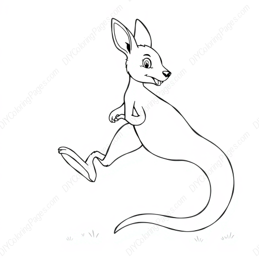 wallaby hopping - hopping, wallaby coloring page