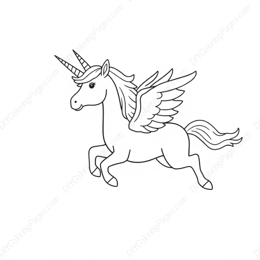 unicorn flying - unicorn, flying coloring page